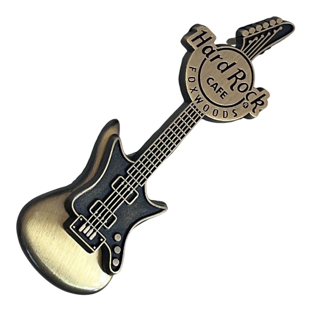 New Hard Rock Cafe Electric Guitar Pin Foxwoods Brass Tone - 10C